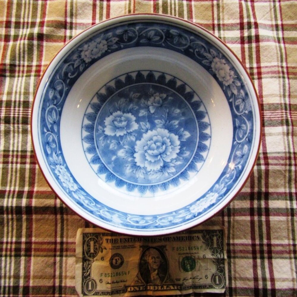 Tiffany & Co. Vintage Blue White Orange Asian Style Bowl
